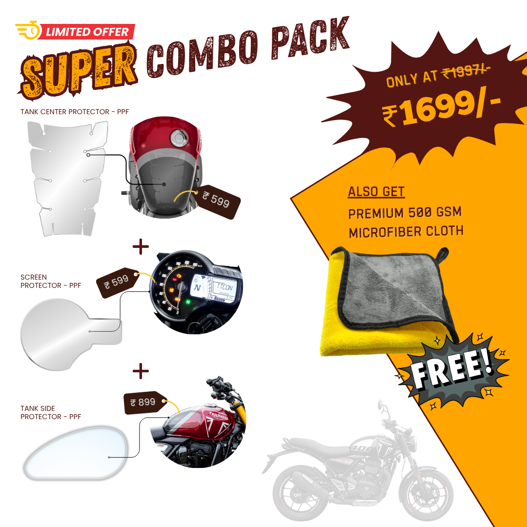 Pre-Cut PPF Triumph scrambler 400 Super combo - 18 Months Warranty