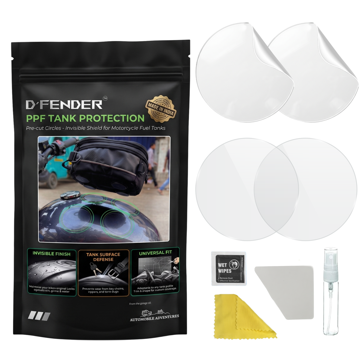 Tank-Bag Magnet Scratch Protection PPF | Circular Pre-cut PPF | Pack of 4 - 10cm Circles | Easy DIY Kit
