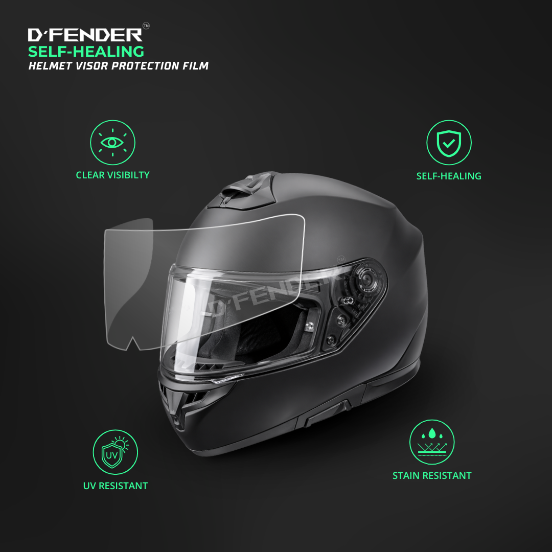 Pre-Cut Helmet Visor PPF | Self-Healing Clear Film | UV Resistant | Scratch Protection | Bubble-Free Installation