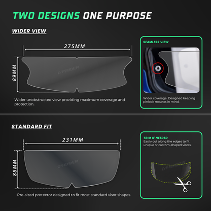 D'FENDER Helmet Visor Protection PPF | Hydrophobic | UV Resistant | Scratch Resistant
