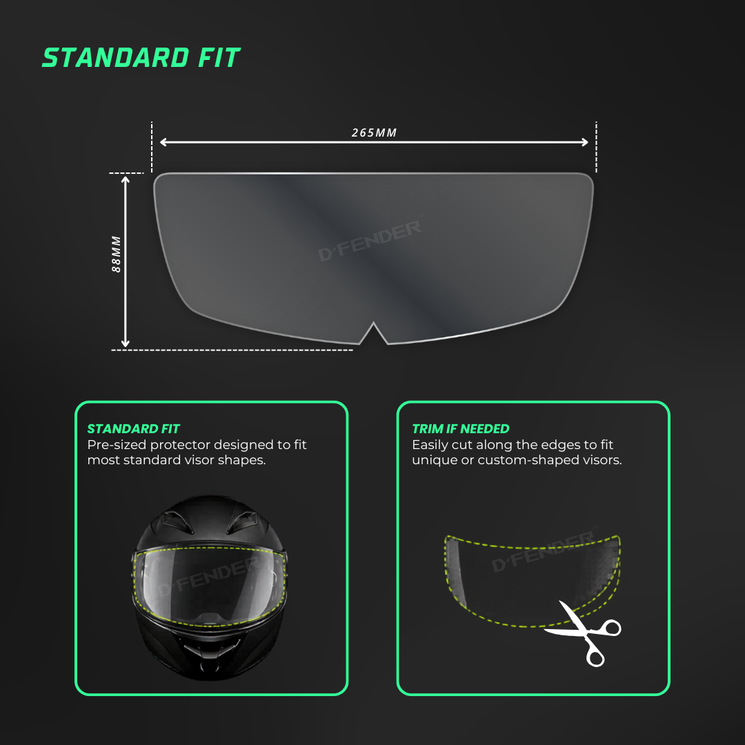 Pre-Cut Helmet Visor PPF | Self-Healing Clear Film | UV Resistant | Scratch Protection | Bubble-Free Installation