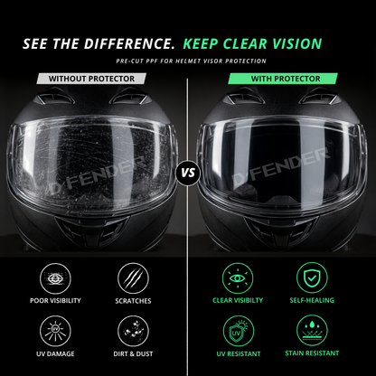 Pre-Cut Helmet Visor PPF | Self-Healing Clear Film | UV Resistant | Scratch Protection | Bubble-Free Installation