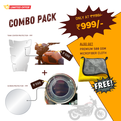 Pre-Cut PPF Yezdi Scrambler combo - 18 Months Warranty