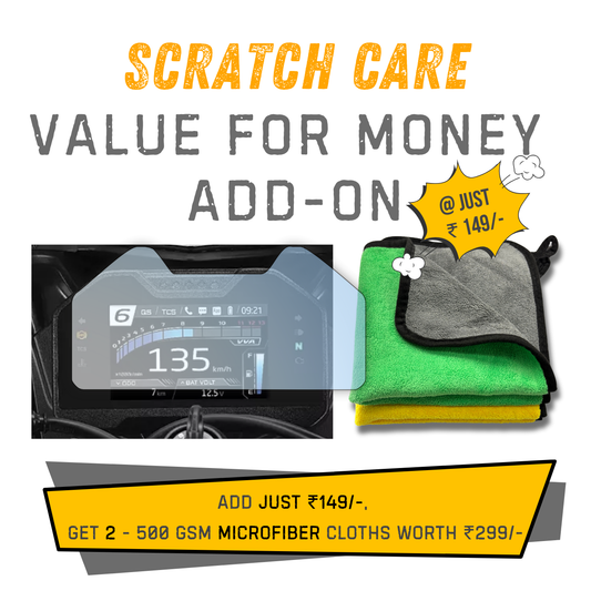 1 x 7H Screen Protector - Yamaha R15 V4 TFT - (2024) + 2 x 500 GSM Microfiber Cloth